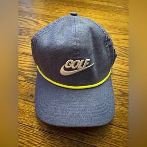 Nike Blue (DRI-FIT) GOLF Cap with Yellow Accent METAL CLOSURE ADJUSTABLE BACK.